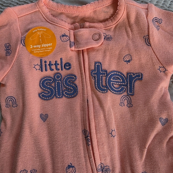 🔥5 FOR $25🔥NWT Little Sister Zipper Onesie, Size Newborn - Picture 2 of 7